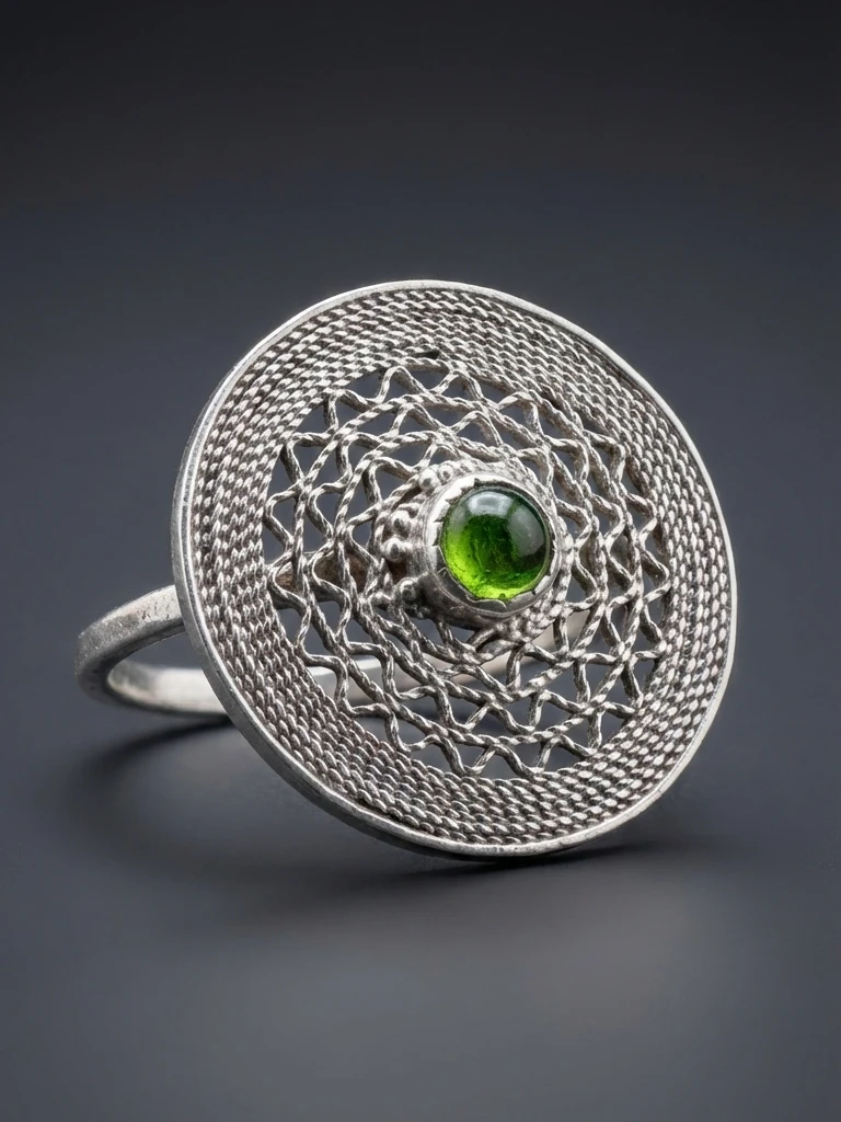 Cycle of Gaia - Tourmaline Sterling Silver Ring: Handmade Filigree, Organic Design