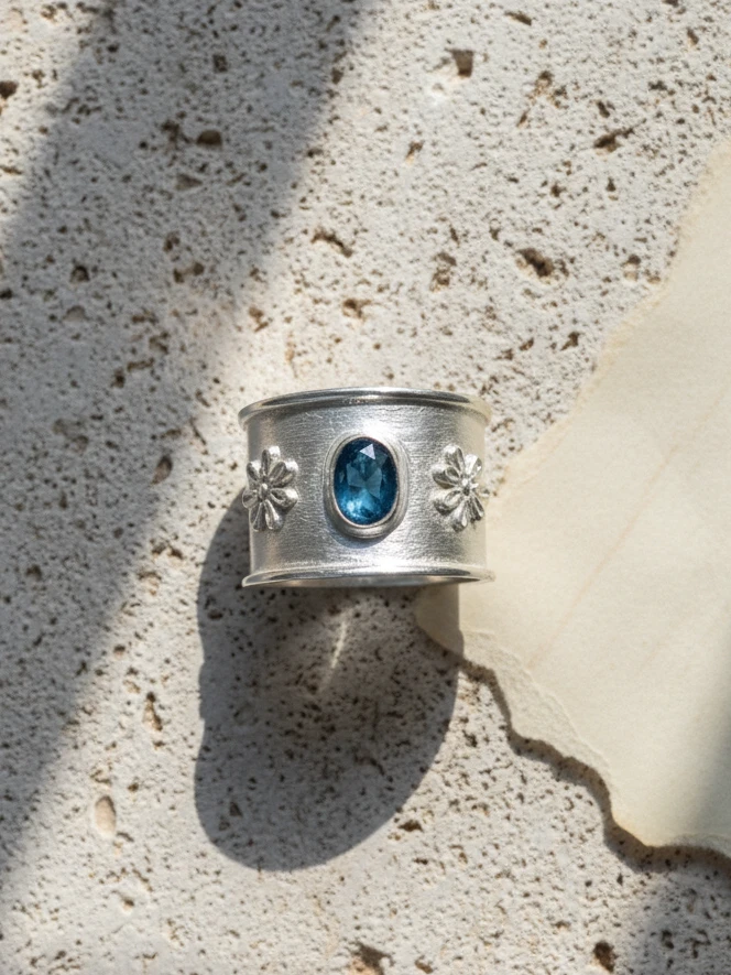 Vega Ring: Sterling Silver, Blue Amethyst, Adjustable Band